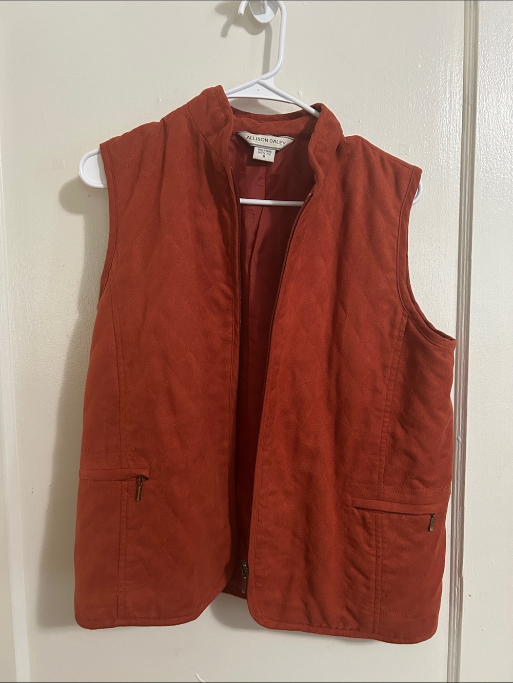 Allison Daley Burnt Orange Zip-Up Sleeveless Vest